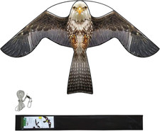 Bird Scarer Hawk Flying Kite with 13ft Telescopic Pole  Keep Birds Away Wind Po