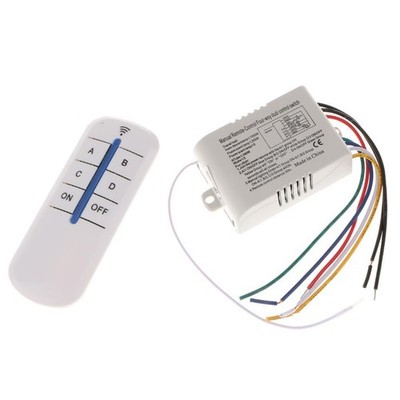 Wireless 4 Way ON/OFF Wall Lamp Light RF Remote Control Switch Module ...