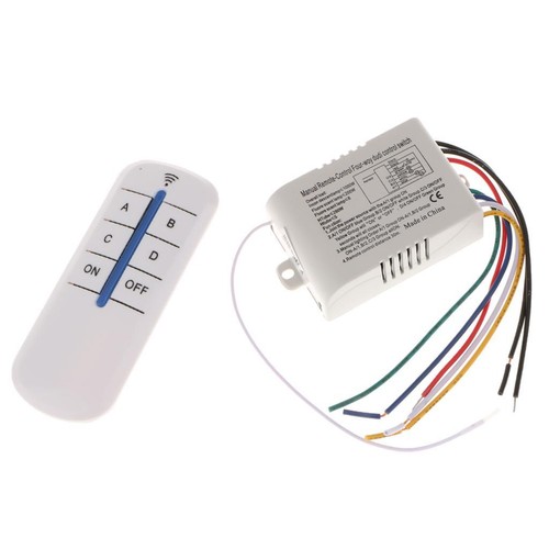 Wireless 4 Way ON/OFF Wall Lamp Light RF Remote Control Switch Module ...