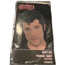 Licensed Grease Danny Wig Black Hair Greaser 50's Fonzi Adult Halloween Costume