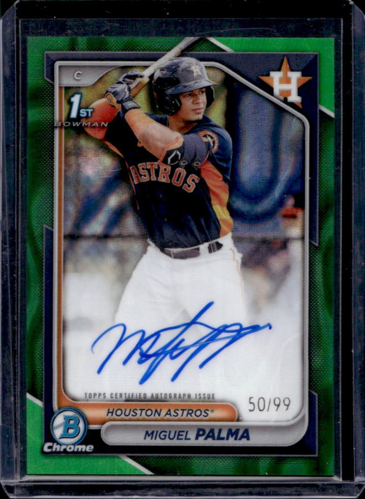 2024 Bowman Chrome Miguel Palma Auto Green Lava Refractor 1st #50/99