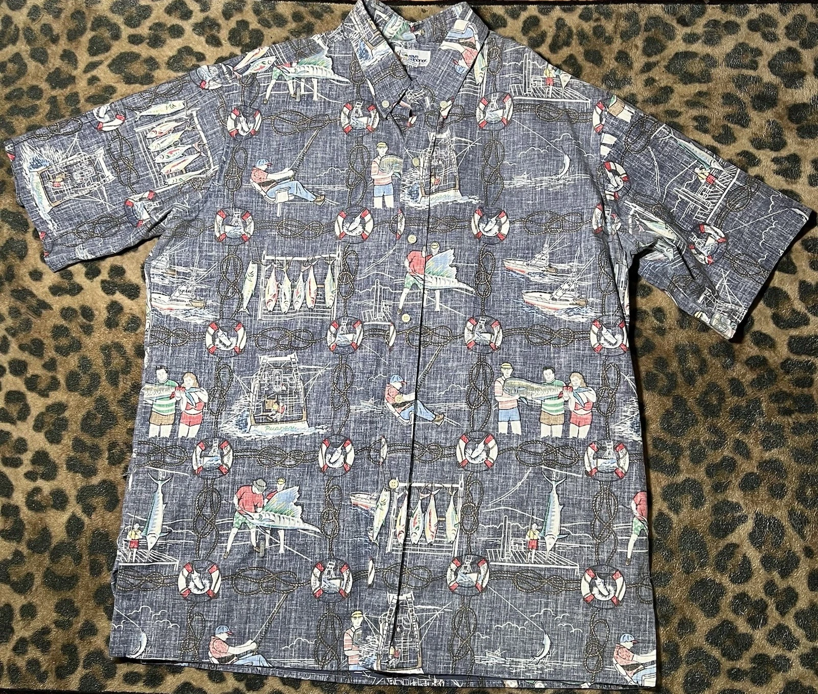 Reyn Spooner Shirt Men Size XXL Reverse Print Vintage Fishing Shirt Hawaii