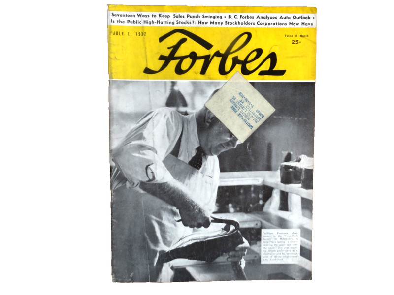 Forbes – July 1, 1937 – Shoemaker at Work