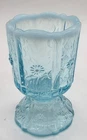 Vintage Fenton Aqua Blue Opalescent Glass Paneled Daisy Toothpick Votive Holder