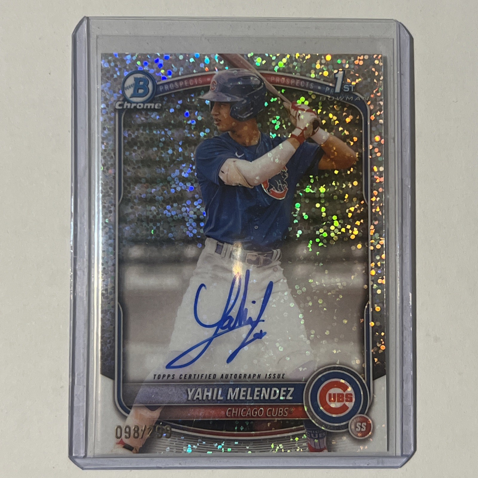 YAHIL MELENDEZ 2025 BOWMAN CHROME 1ST SPECKLE AUTOGRAPH CUBS AUTO /299