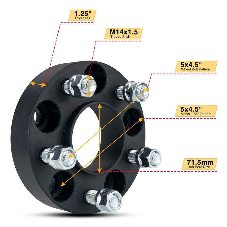 4x Wheel Spacer¦1.25"¦5x115mm¦71.5mm¦M14x1.5¦For Dodge Charger Chrysler 300 Foto 2 de 4