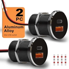 66W 12V USB Outlet PD 30W Type-C QC3.0 36W USB-A Dual Port Aluminum Fast Char...