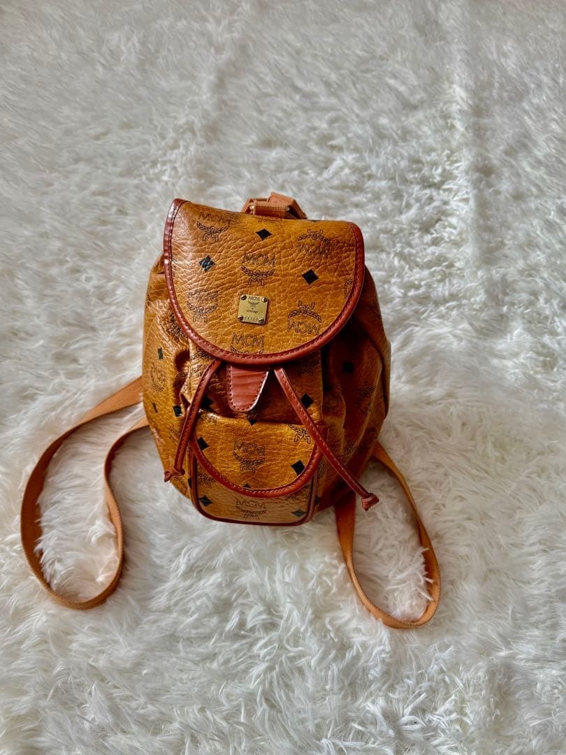 MCM Brown Logo Mini Drawstring Backpack, Slight W… - image 1