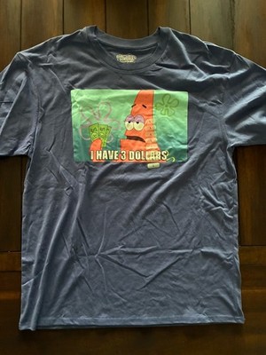 Nickelodeon SpongeBob SquarePants Blue I Have 3 Dollars Graphic T-shirt Adult L