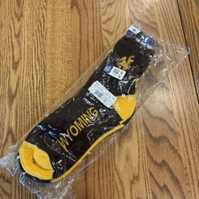 For Bare Feet WYOMING University Logo Quarter Sock Set Of 2 Pair LARGE