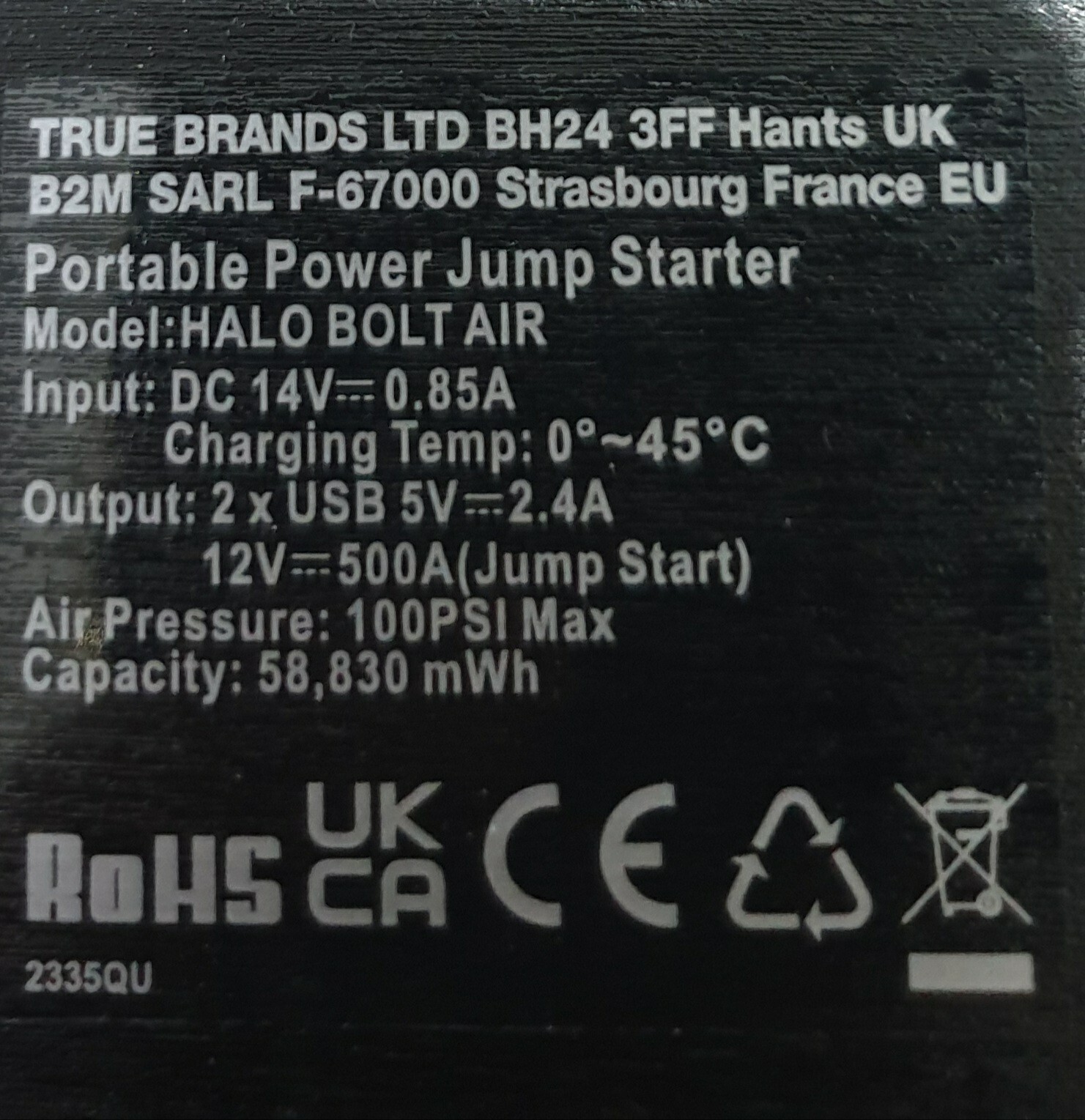 Halo Bolt Air 58830 w/ Car Jump Starter, Air Pump BLUE Used eBay