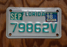 1998 Florida MOTORCYCLE License Plate Tag