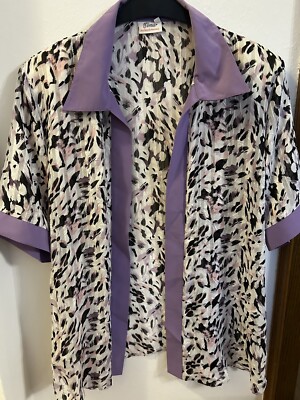 Tomar Kimono Bluse offene Bluse Sommer Damen Leo Leoparden Muster Lila Bunt XXL