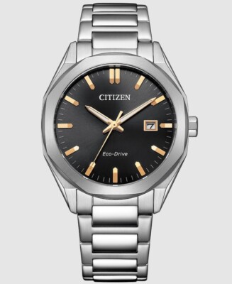 Citizen Men's Classic Eco-Drive Silver Stainless Steel Watch 20 MM