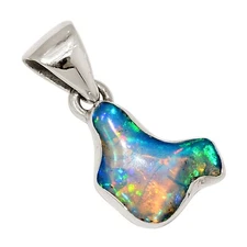 Natural Ethiopian Opal Rough 925 Sterling Silver Pendant Jewelry ALLP-30086