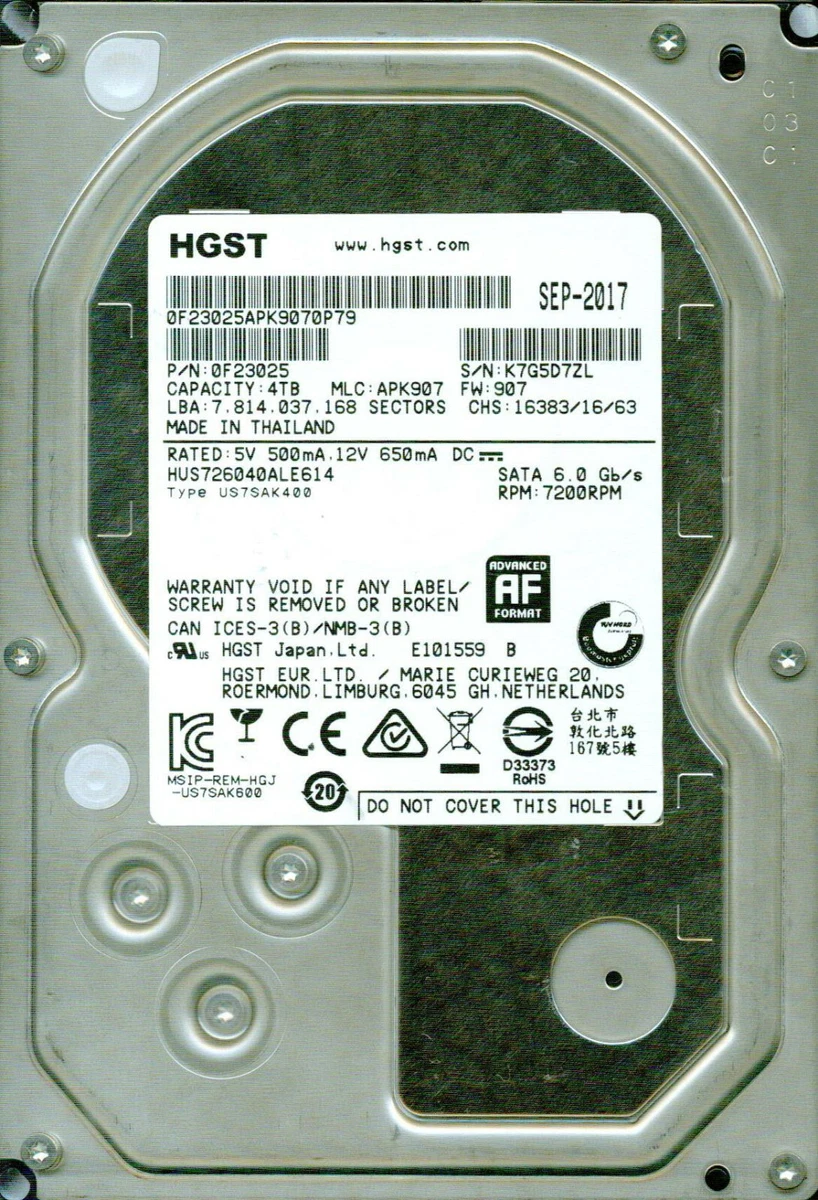 Hitachi Internal Hard Disk Drives 4 TB Storage Capacity for sale