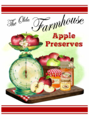 Vintage Grunge Wood Farmhouse Kitchen Scales Apples Jam Waterslide Decals KI441