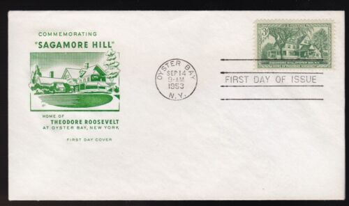 TEDDY ROOSVELT HOME IN SAGAMORE HILL NY 1953 FARNAM CACHET FDC UNADDR - Picture 1 of 1