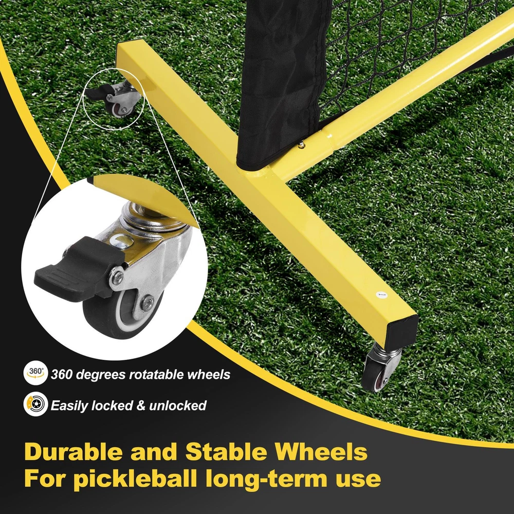 Pickleball Net W/Wheels Court Marking Kit 22 FT Pickleball Net Frame w/4 Racket
