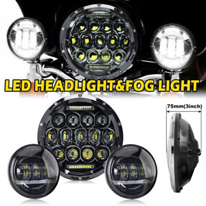 7inch Halo LED Headlight Black for Kawasaki VN Vulcan Classic Nomad Drifter 1500