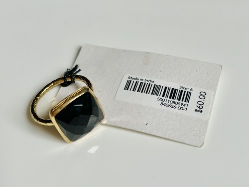 NEW! Aureus + Argent SQUARE FACET RING Onyx & Gold-Plated Brass, SOLD OUT / RARE - Picture 6 of 18