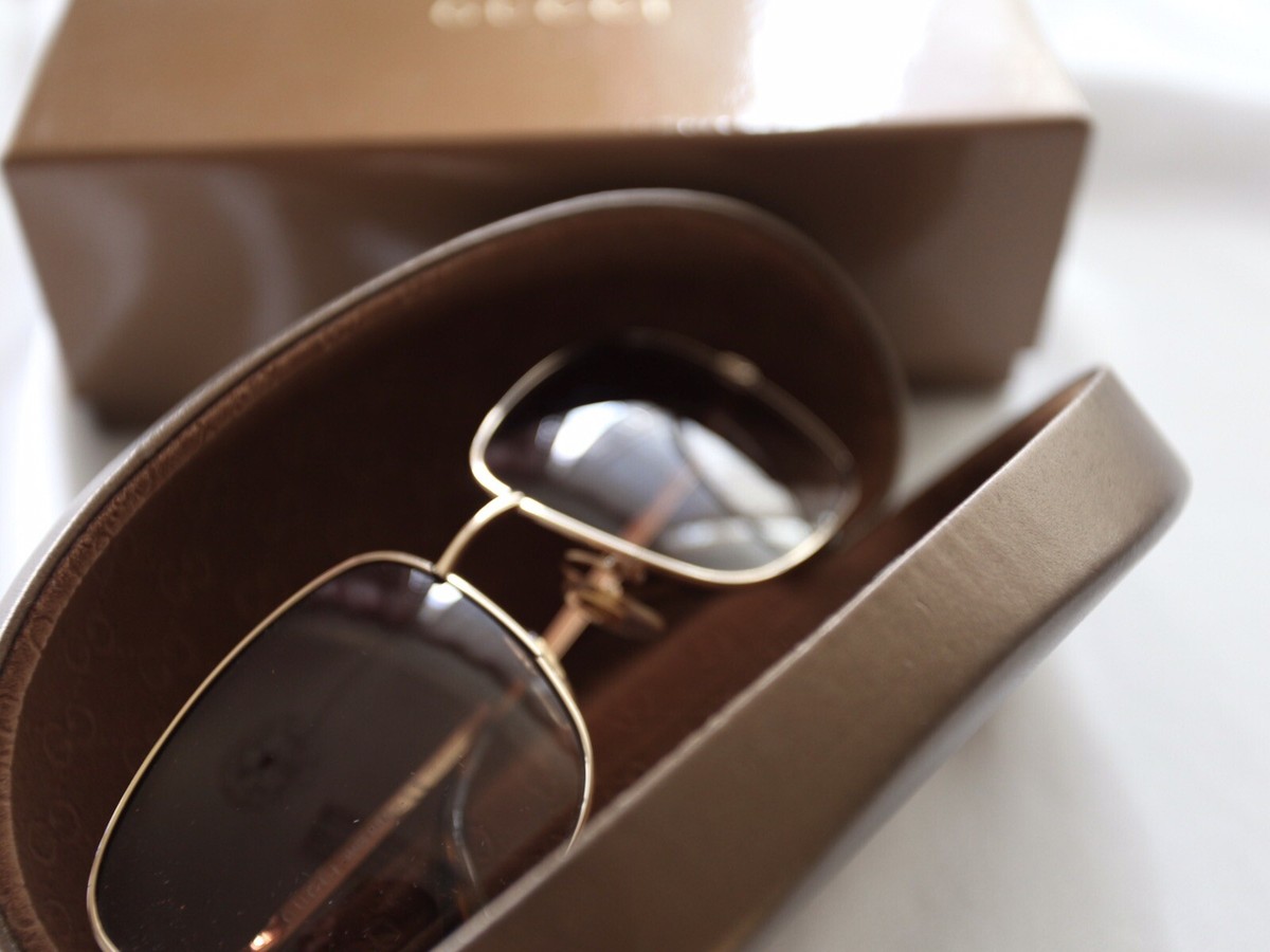 GUCCI Ladies Sunglasses Gold Horse Bit Brown Lens Tortoise  display picture 2