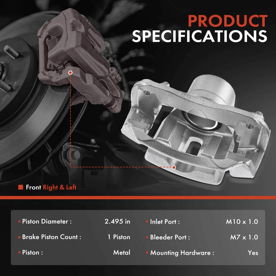 Pair Front Brake Calipers with Bracket for Toyota Highlander 2001 2002-2007 GAS - Image 2 of 4