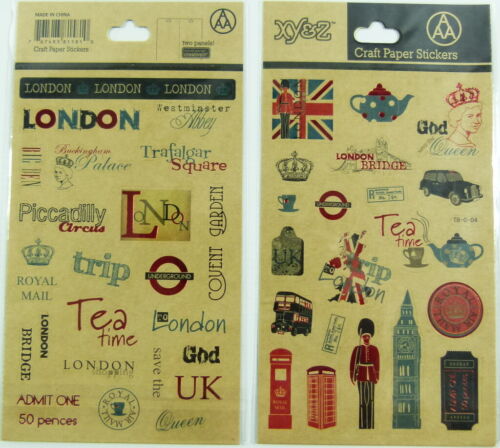 Pegatinas de papel artesanal - hito e iconos de Londres (2 paneles) - Imagen 1 de 1