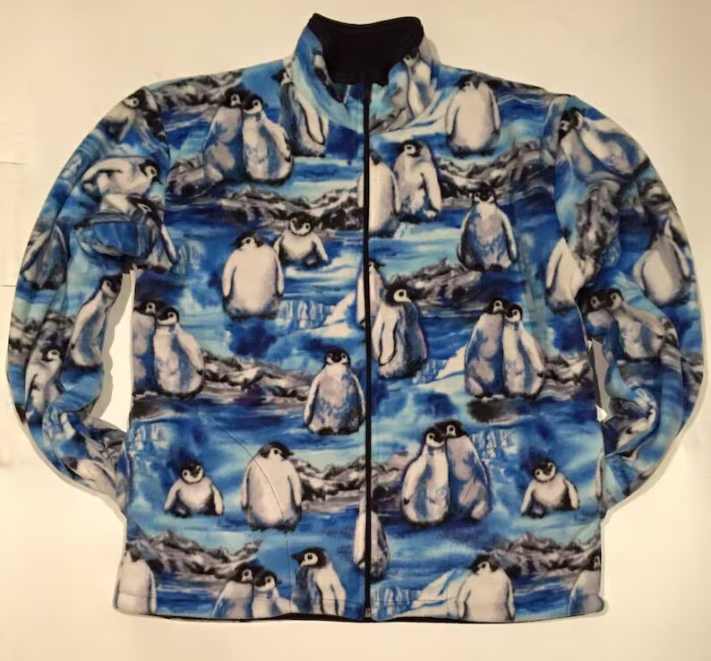 ZooFleece Emperor King Penguins Fleece Jacket Winter Skiing Happy Feet S-3X