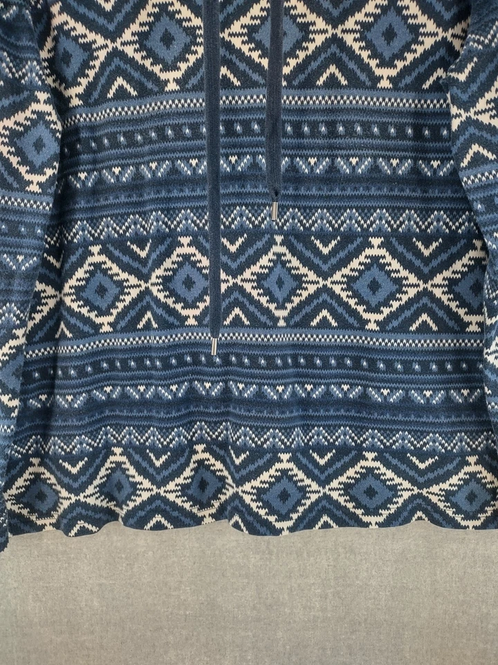 Suéter American Living Ralph Lauren Mujer XL Azul Azteca Tribal Capucha Pullover Foto 4 de 4