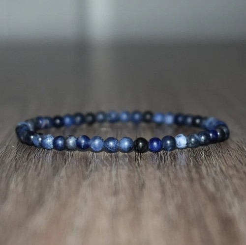 Handmade 4mm Blue Sodalite Beads Natural Gemstone Healing Stretch Bracelet Gift