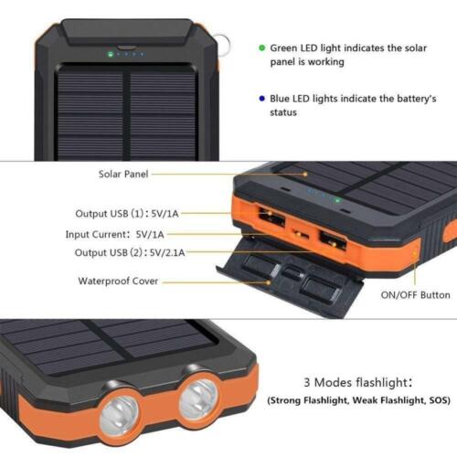 Banco de energía solar portátil 80000 mAh impermeable USB paquete de batería externo cargador - Imagen 11 de 16