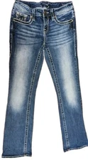 VIGOSS Heritage Fit Boot Cut Jeans Women's Size 2 (27x32) Embroider Thick Stitch