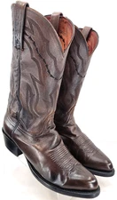 Lucchese 2000 T3099J Brown Leather Embossed Pull On Western Boots Men's US 9EE