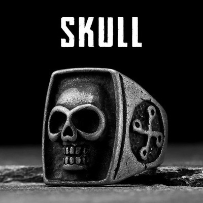 Phantom Skull Men Rings Stainless Steel Jewelry Punk Rock Vintage Black Silver