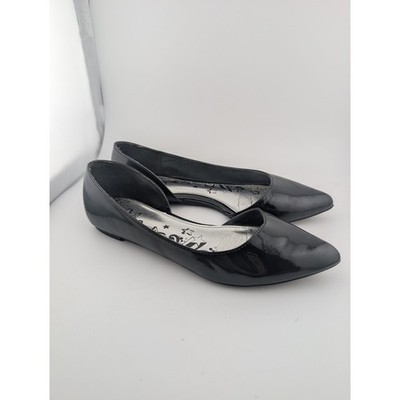 Brash Size 6 Black Pointy Ballet Flats Open Side Faux Patent Leather Shiny Y2k