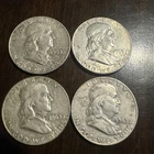4 1963-D Franklin Half Dollar, 90% Silver, Average Circulated -