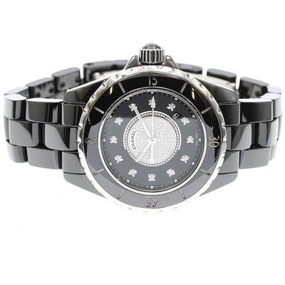 CHANEL J12 H2122 Black ceramic 12P center diamond Quartz Ladies