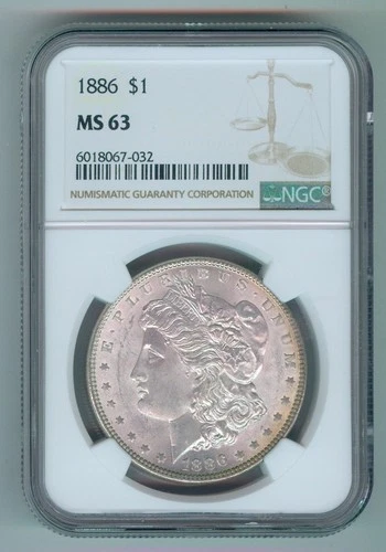 1886-P U.S. MORGAN SILVER DOLLAR - KM#110 - NGC SLABBED - MS63