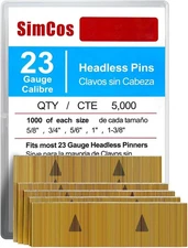 23 Gauge Pinner Nails (5/8",3/4",5/6",1",1-3/8") Assorted 5 Sizes' Headless P...