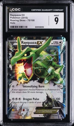 2015 POKEMON ROARING SKIES HOLO #75/108 RAYQUAZA EX CGC 9