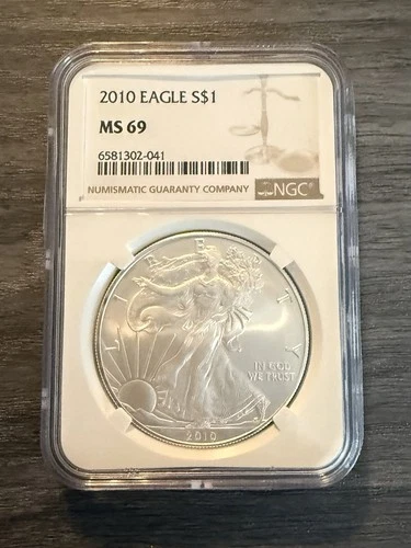2010 American Silver Eagle 1oz 99.9% Fine Graded MS69 by NGC