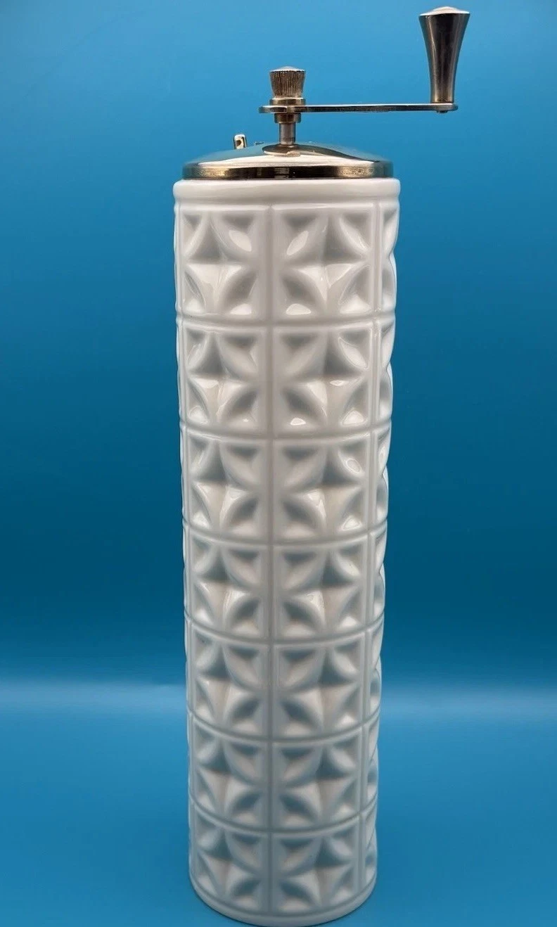 Vintage Lenox Mayfair Porcelain Pepper Mill Grand Moulin Ivory Gold 9” Op Art