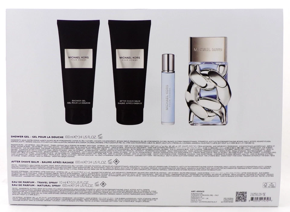 Juego de 4 piezas Michael Kors Pour Homme para hombre 3,4 oz. EDP Spray + Viaje + B/Lote + S/Gel Foto 4 de 4