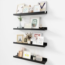 Picture Ledge Shelf, Wood Floating Shelves Set of 4, 24 inch Picture Ledge Sh...