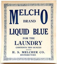 1910-15 Melcho Liquid Blue Laundry Label Unused NOS Vintage Advertising Melcher