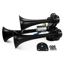 HornBlasters Caboose Stealth Black Loud Compact 3-Chime Air Horn - 12V