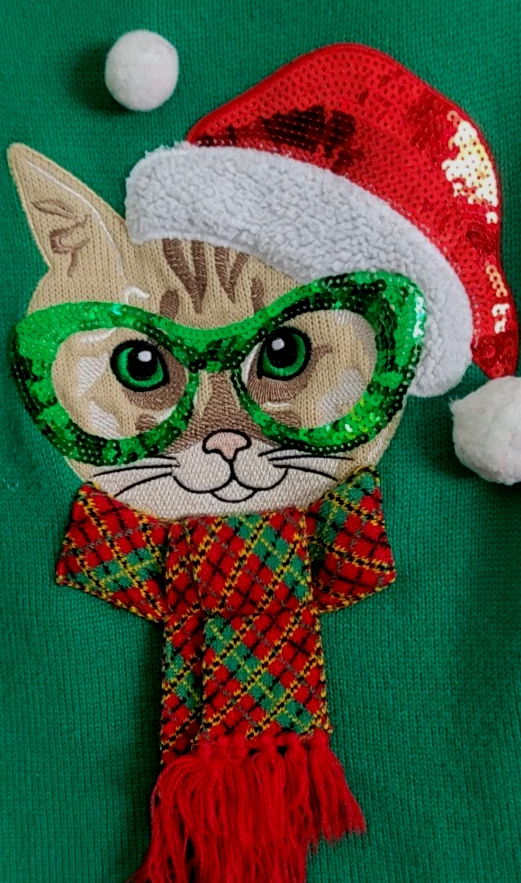"United States Sweaters' Brand Christmas/Holiday Embellished Cat Sweater -M -VGC - Image 3 of 4
