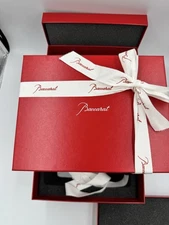 3 (Three) BACCARAT Empty Gift Boxes 9.25” x 7.25” x 5” Red W/ Booklets & Ribbons