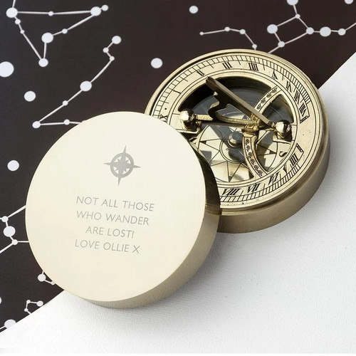 Engraved Brass Sundial Compass–“Not All Who Wander Are Lost"-Gift for Him or Her - 第 1/9 張圖片